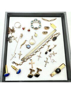 Antique Vintage Jewelry Lot Gold Filled 82 Grams  Brooch Cuff Links and More